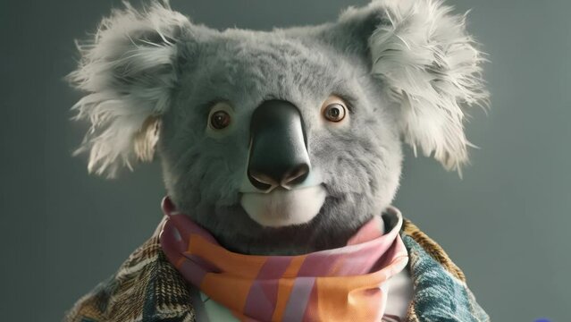 Animated of Stylish Koala in Scarf