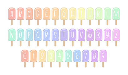 Rainbow Ice Cream Letters Numbers Colorful Popsicles Alphabet