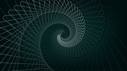 Dark vector abstract background with swirl or funnel. Tunnel, speed, advancement, vortex, curl, movement.