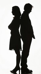 Silhouette of a Man and Woman Standing Back-to-Back