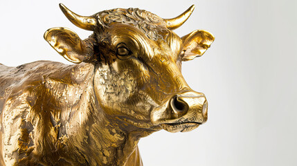 Golden cow on white background