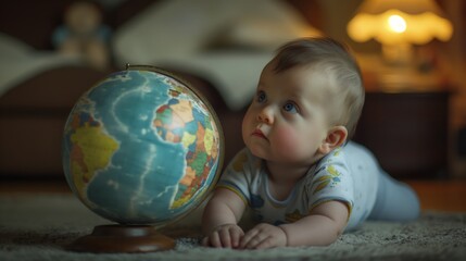 little child with globe