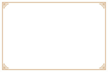 Elements of ornate orirntal frames. Gold on white chinese calligraphy swirls, lines motifs. Design print for greeting cards, wedding invitations, restaurant menu, royal certificates. Set 33