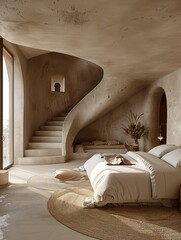 Elegant Bedroom with Organic Architecture and Earth Tones