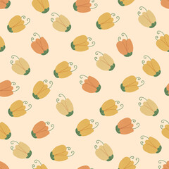 Yellow wildflowers seamless pattern. Floral endless background. Flower ornament. Vector hand drawn illustration.