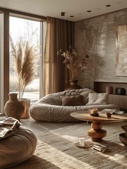 Cozy Modern Interior with Natural Light and Earth Tones