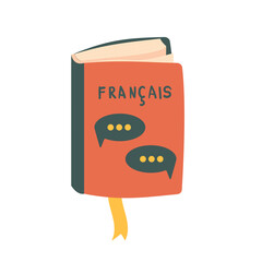 French dictionary isolated on white background. Vector flat illustration