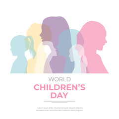 World Children's Day.Vector illustration with silhouettes of children and space for text.