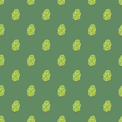 Summer tree landscape seamless pattern. Forest endless background. Park repeat cover. Nature environment loop ornament. Vector hand drawn illustration.