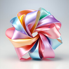 3d rendering of colorful ribbon in a spiral shape on a white background