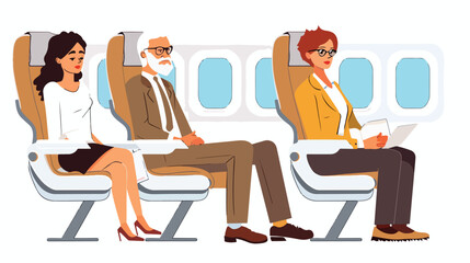 Passenger old man young beautiful girls and businessman