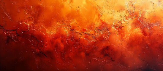 Abstract red orange yellow gradient painted aged wall background. Rough grunge paint texture.