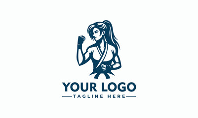Fimale Martial Art vector logo Character design Beauty women fighter logo vector Women's day