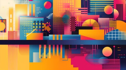 A background with geometric shapes and vibrant colors, representing the creative potential of a workspace.