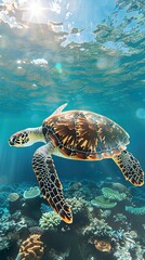 Fototapeta premium Sea Turtles Coral Reef
