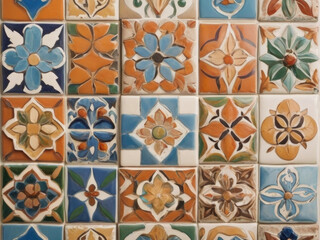 Ceramic tiles with floral motifs, Lisbon, Portugal.
