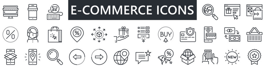 E-Commerce line web icon set. Outline icons collection