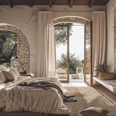 Chic Rustic Outdoor Bedroom with Garden Access