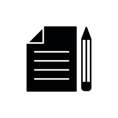 Edit file icon vector illustration. Pencil with list on isolated background. Note sign concept.