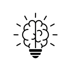 Lightbulb icon vector illustration. Bulb with brain on isolated background. Intellect sign concept.