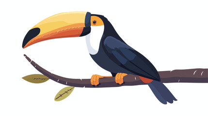 Profile of cute toucan or tucan sitting on tree branch