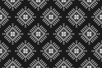 Fabric flower pattern art. Geometric ethnic seamless pattern in tribal. Design for background, wallpaper, vector illustration, fabric, clothing, carpet, textile, batik, embroidery.
