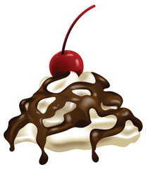 Vector illustration of dessert with cherry on top