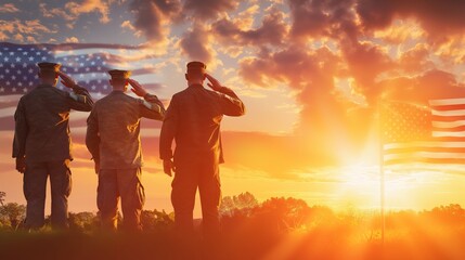 Men Standing in Front of American Flag