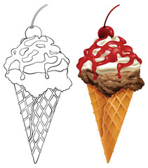 Vector illustration of a tempting ice cream cone