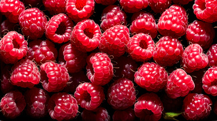 Bunch of red raspberries are displayed on white background.