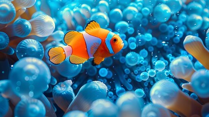 Funny Clownfish Duo: Playful Aquatic Life in the Deep Blue Sea