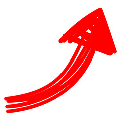 hand drawn red arrow rising