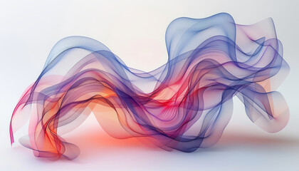 A parametric equation of meticulous abstract mesh line art in light blue and red colors on white background around,generative ai
