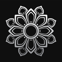 Simple mandala ornament, white on black background