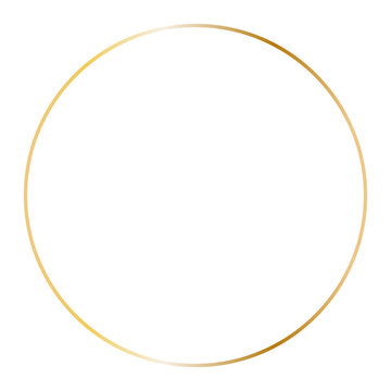 Golden circle frame. Vector outline thin round aesthetic geometric shine border for invitations design
