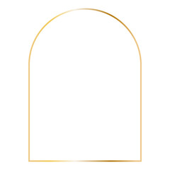 Golden arc frame. Vector outline thin aesthetic geometric shine border for invitations design