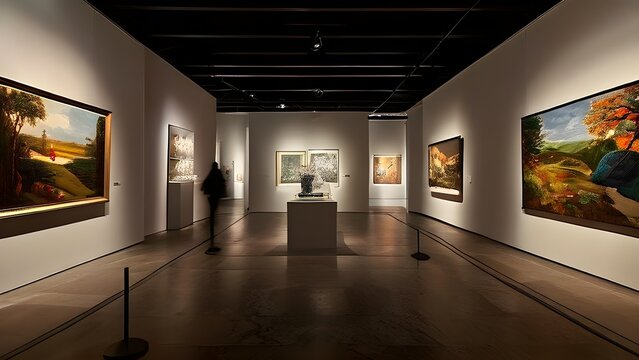 virtual tour in a museum gallery capturing a sleek modern muse