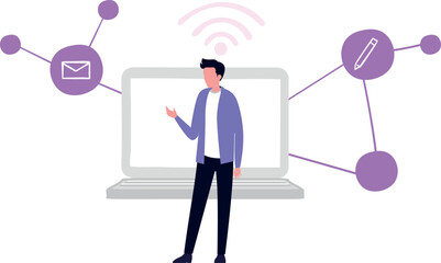 The boy is standing.