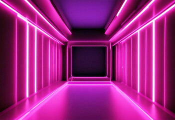 'show laser colors vibrant purple pink arch lights neon violet background fashion abstract reality virtual corridor tunnel lines glowing portal square ultraviolet render 3d line glow'