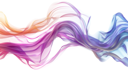 multi-colored flowing abstract iridescent wave shape isolated on white or transparent png