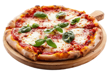 pizza margherita isolated on white or transparent png