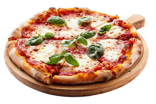 pizza margherita isolated on white or transparent png