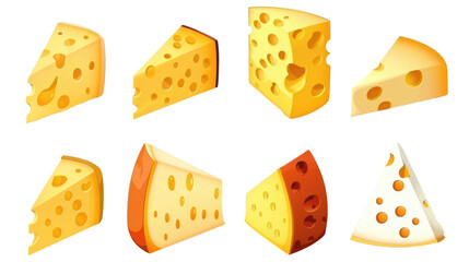 illustration of set of cheese isolated on white or transparent png