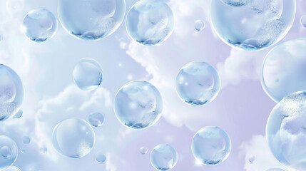 Gentle lavender background with floating soft sky blue circles for serenity.