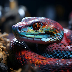 Fototapeta premium Close up of the head of a red nosed ratsnake