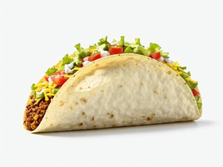 Detailed Photo of a Taco on White Background