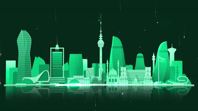 Baku city Digital background 4k 