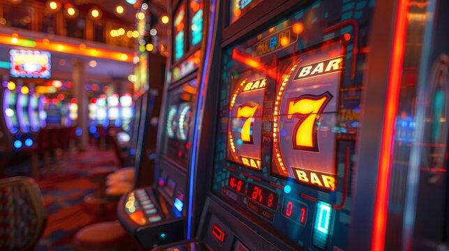 Casino Slot Machines: A photo of a slot machine displaying a large jackpot win