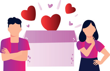 Boy and girl doing charity work.