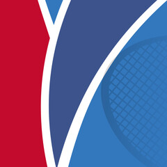 blue red background with shadow tennis racket